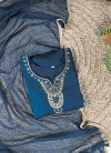Teal Blue Vichitra Silk With Handwork And Sequins Work Top With Bottom Dupatta Wholesale Price In Surat NNK3043